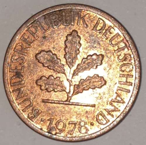 1978 G - 1 PFENNIG - ONE PFENNIG - GERMANY - FEDERAL REPUBLIC - (Copper Plated Steel)